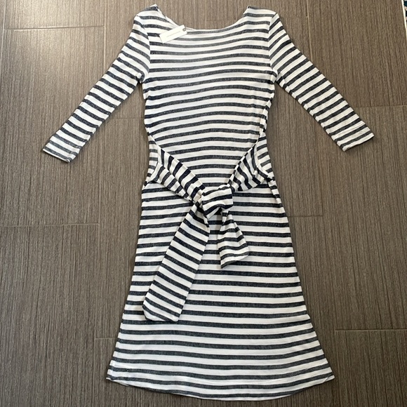 Anthropologie T.la Becky Charcoal/Cream Striped Front Tie Midi Dress XS NWT - Picture 12 of 12